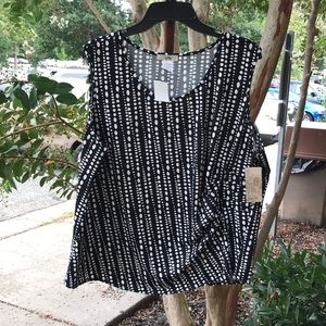 NWT Ivy Ridge Polka Dots Sleeveless Ruched Blouse Plus Women’s 3X